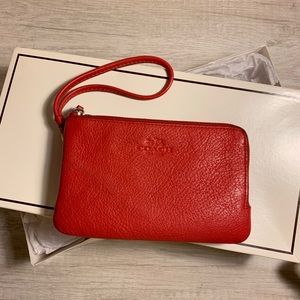 Red COACH wallet wristlet